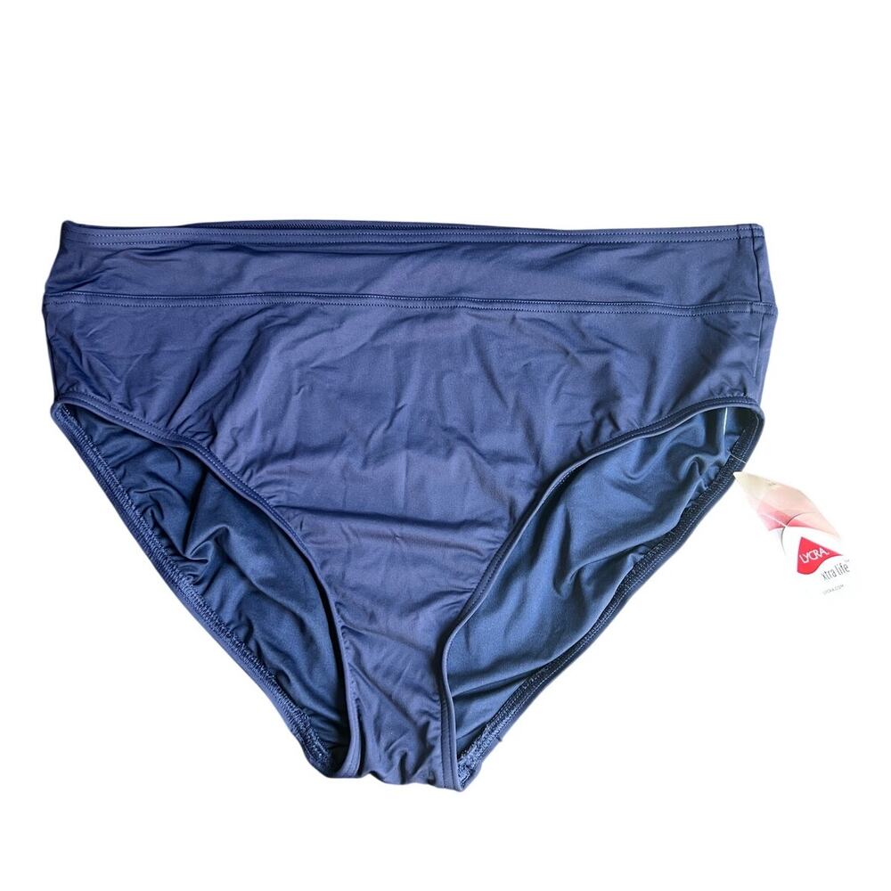 LANDS' END WOMENS SIZE LARGE 14-16 SWIM BIKINI BRIEF BOTTOM NAVY NEW!